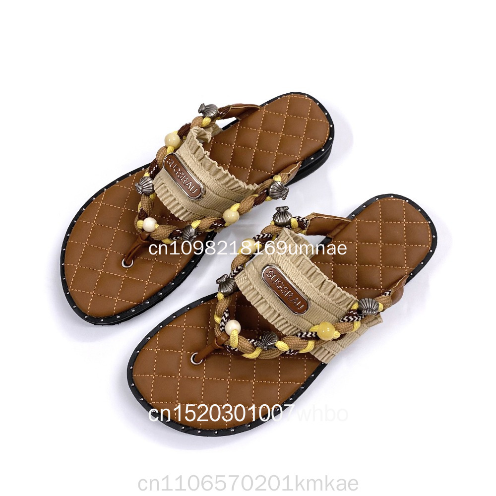Flip Flop Leather Men - Nouvelles pantoufles rétro tissées pour femmes