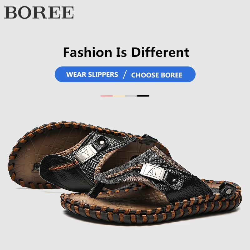 Flip Flop Leather Men - Hommes tongs chaussures d'été en plein