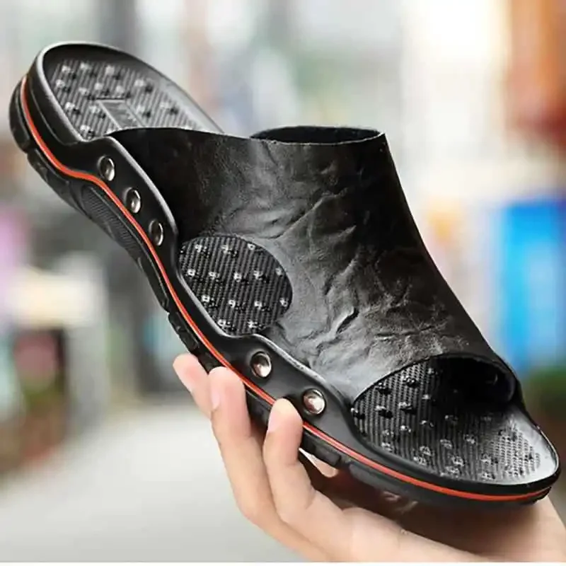 Flip Flop Leather Men - Pantoufles en cuir véritable pour hommes,