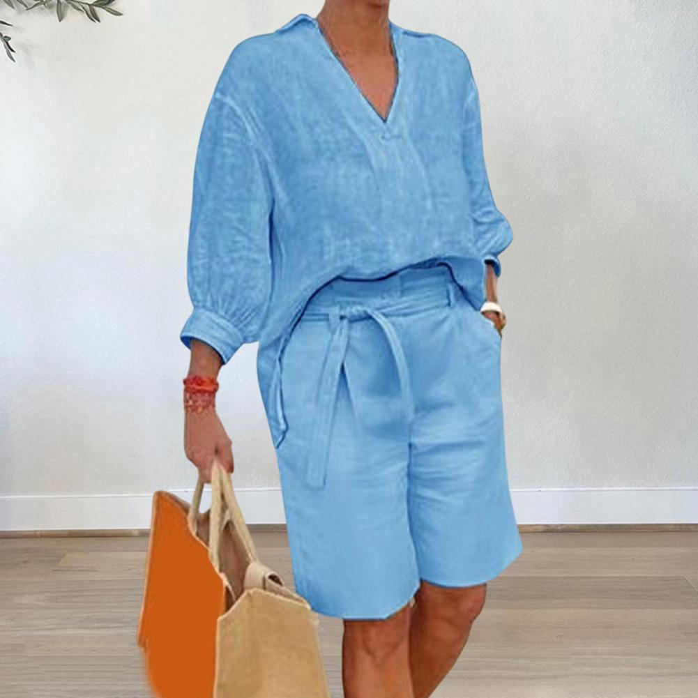 Linen Shirt Breathable - Ensemble deux pièces décontracté en coton