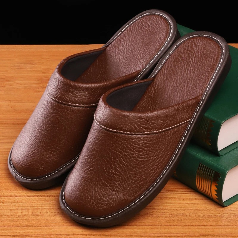 Flip Flop Leather Men - Chaussures d'intérieur en Faux cuir pour