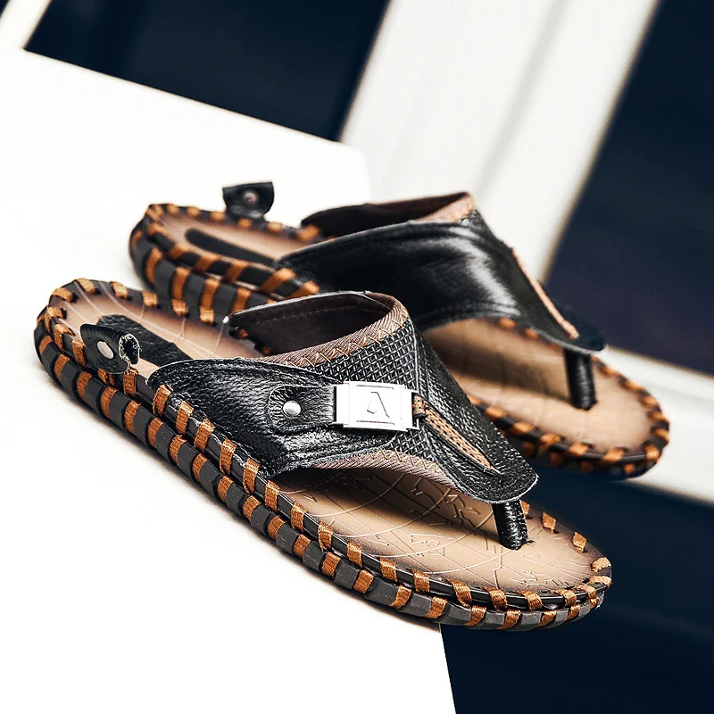 Hommes tongs chaussures d'été  - Flip Flop Leather Men avis et prix