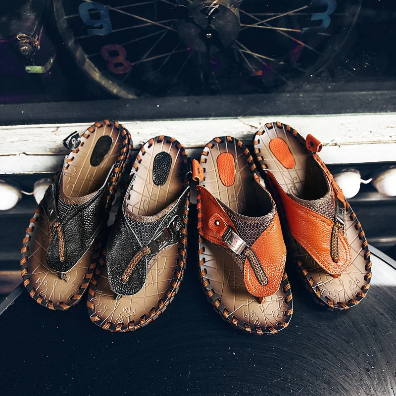 Hommes tongs chaussures d'été  - Flip Flop Leather Men avis et prix