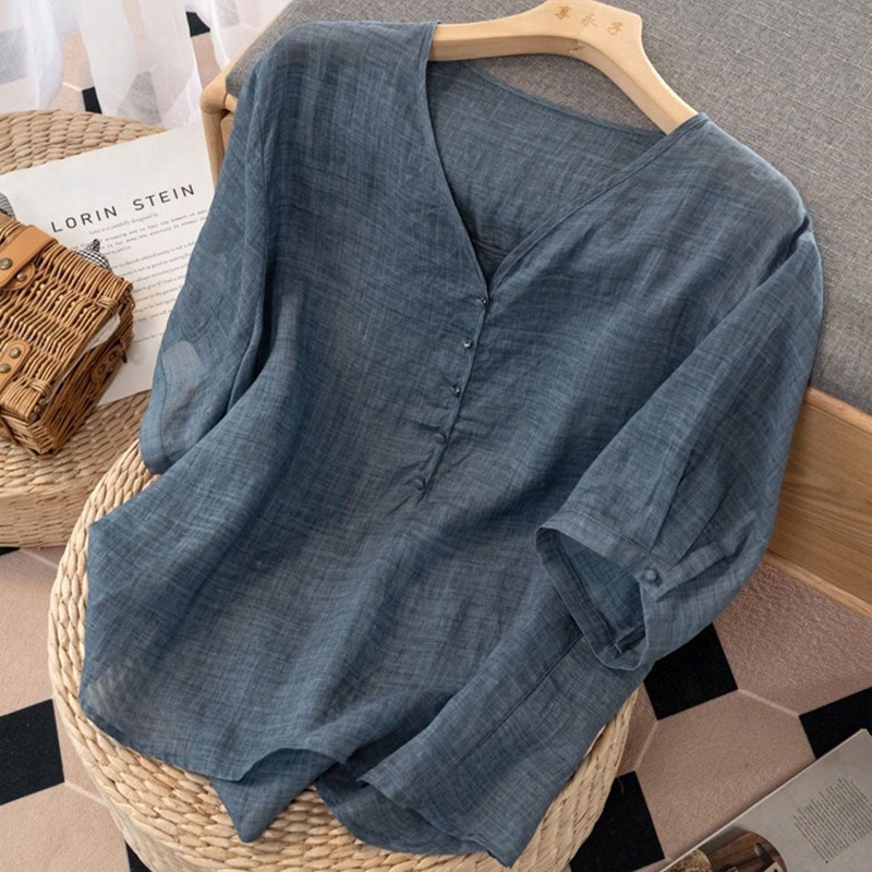 T-shirt décontracté à manches  - Linen Shirt Breathable avis et prix