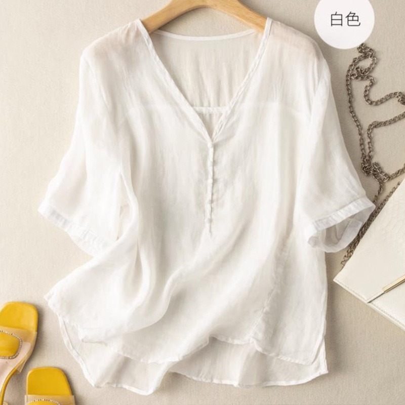 T-shirt décontracté à manches  - Linen Shirt Breathable avis et prix