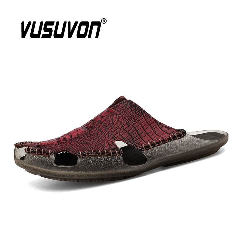 Pantoufles en cuir véritable p - Flip Flop Leather Men avis et prix