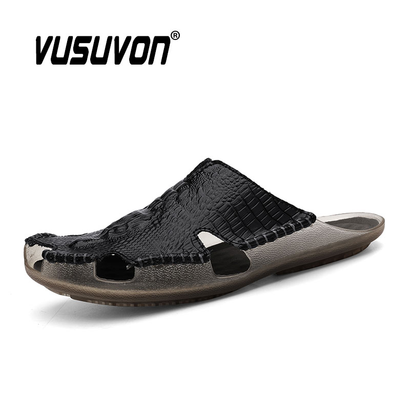 Pantoufles en cuir véritable p - Flip Flop Leather Men avis et prix
