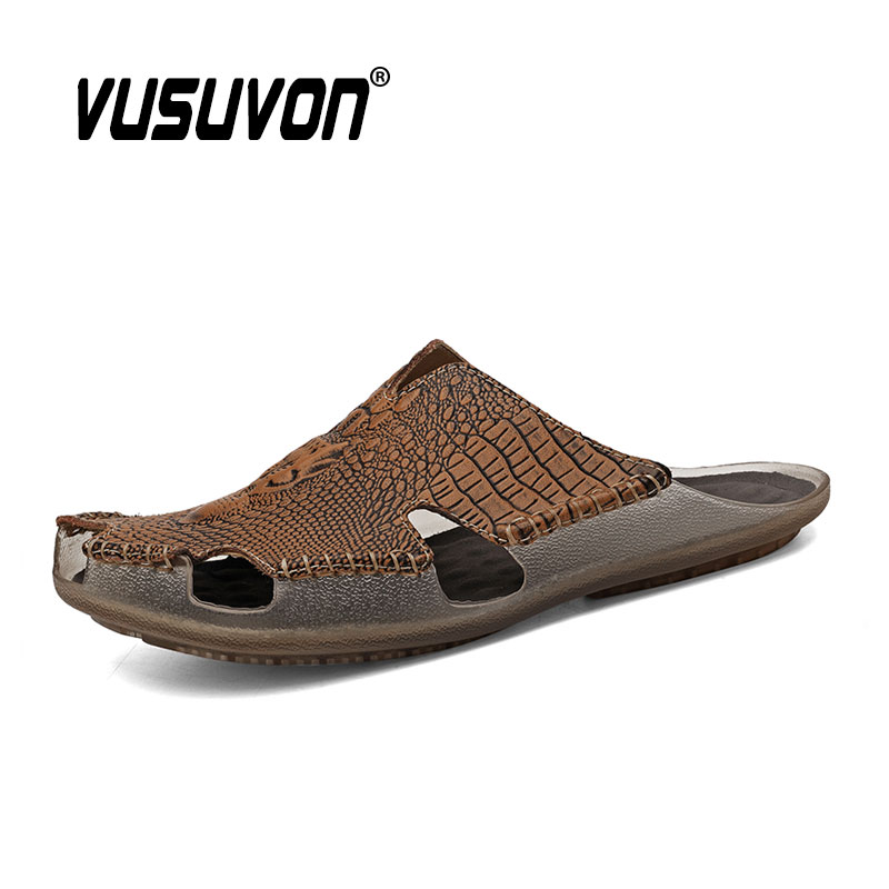 Pantoufles en cuir véritable p - Flip Flop Leather Men avis et prix